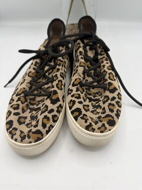 BP. Leopard Print Textile Lace-Up Women's Sneakers in Beige and Black